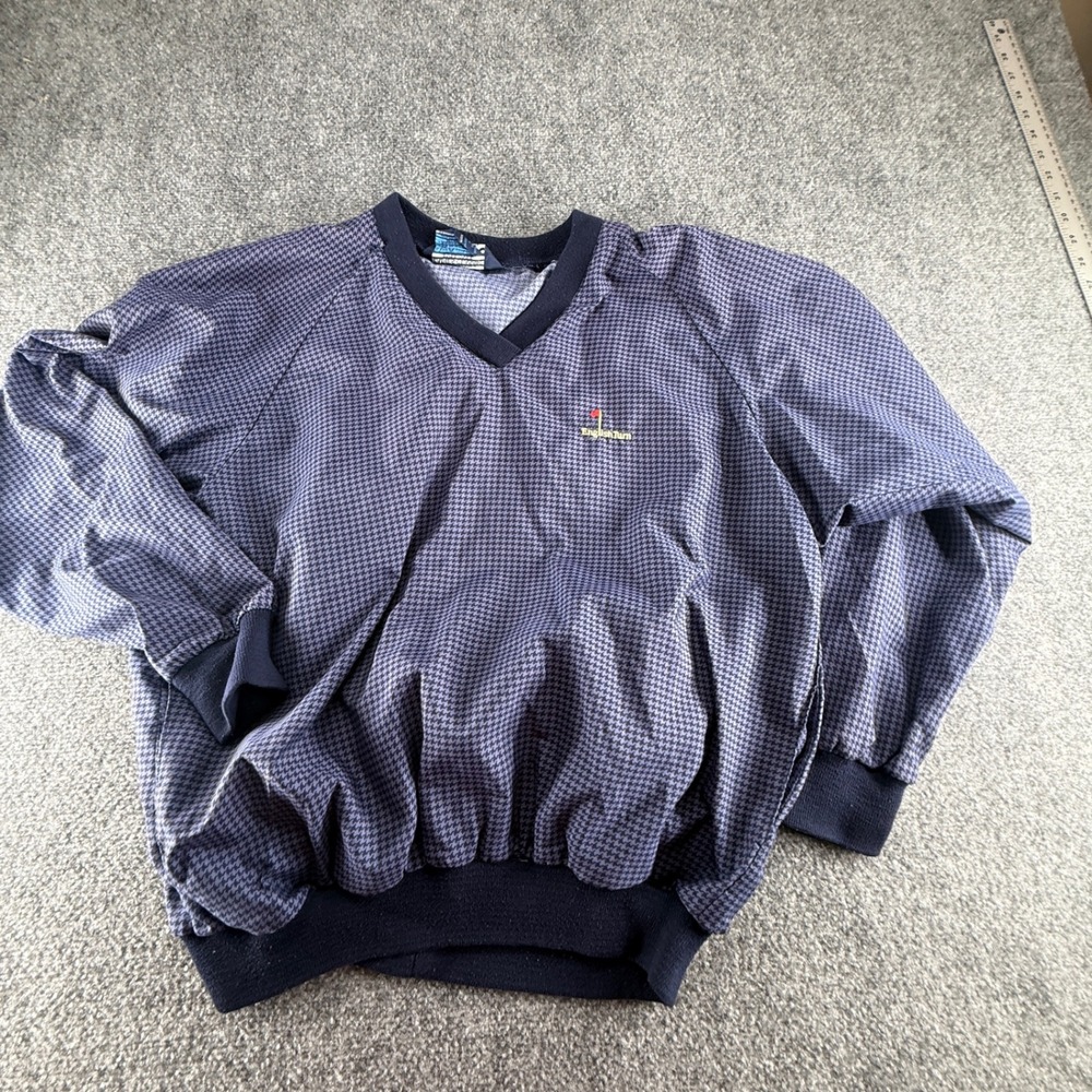 Sunderland of Scotland Mens Blue Houndstooth V-Neck Golf Windshirt Large